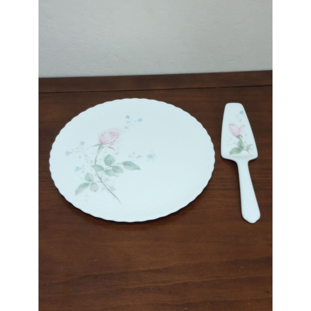 Mikasa April Rose Bone China Cake Plate With Server - Vintage!